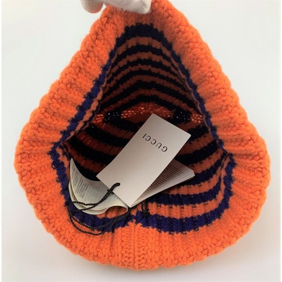NWT Gucci Striped Beanie Wool Hat In Orange Size M - Picture 5 of 12